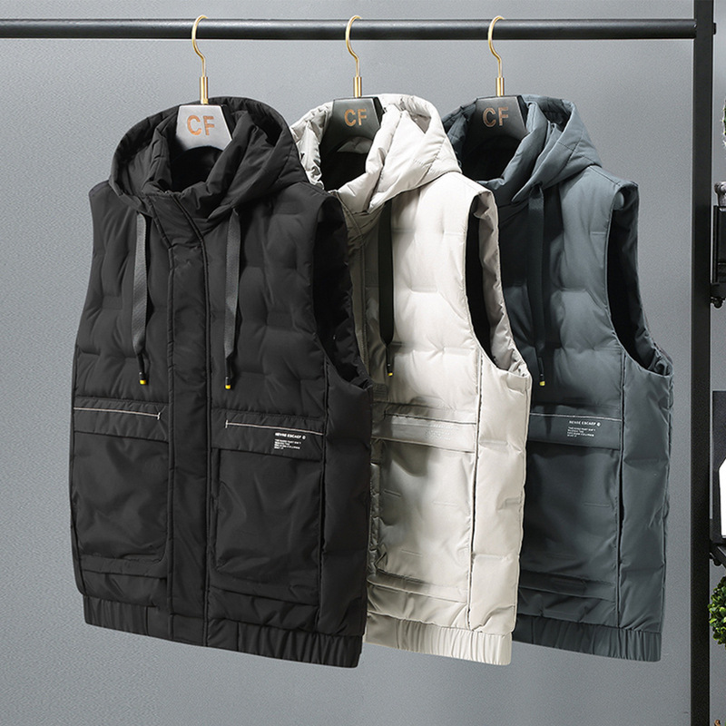 2026 Autumn/Winter New Men's Cotton Vest with Multiple Pockets, Warm and Stylish Outerwear, Loose Fit, Cross-Border