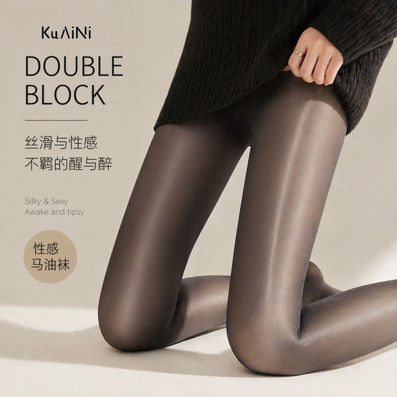 Horse Oil Socks for Women, Glossy Sk Stockings, Summer Thin Water-Glossy Pantyhose, Black Silk One-Piece Leg-Enhancing Tights