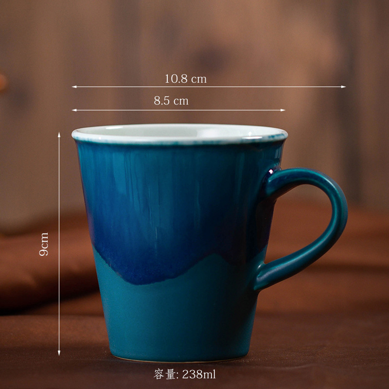 レトロな陶磁器のコーヒーカップの創意的な窯は耳のマグカップのシンプルな家庭用カップの事務カップの粗い陶器の濃縮のコップがあります。|undefined