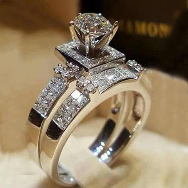 New simulation diamond eight hearts eight arrows ring women's European and American fashion full diamond engagement ring r5047