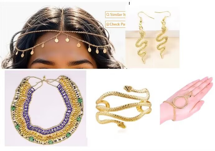 Halloween Cleopatra headwear ropa egipcia de las mujeres accesorios oro con cuentas diadema Faraón