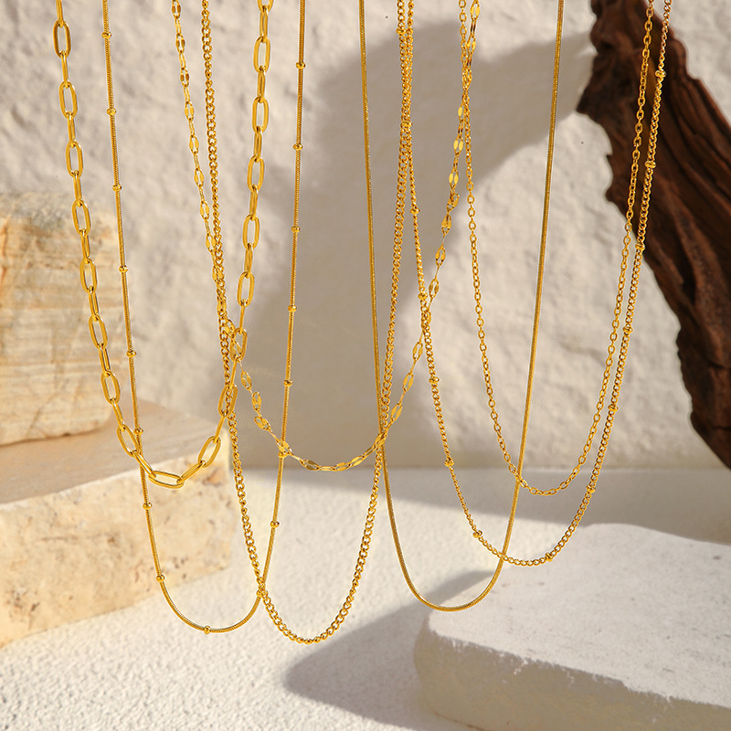 Accesorios de collar de acero inoxidable de 18k chapado en oro transfronterizo DIY combinación libre con colgante de acero de titanio colgante cadena
