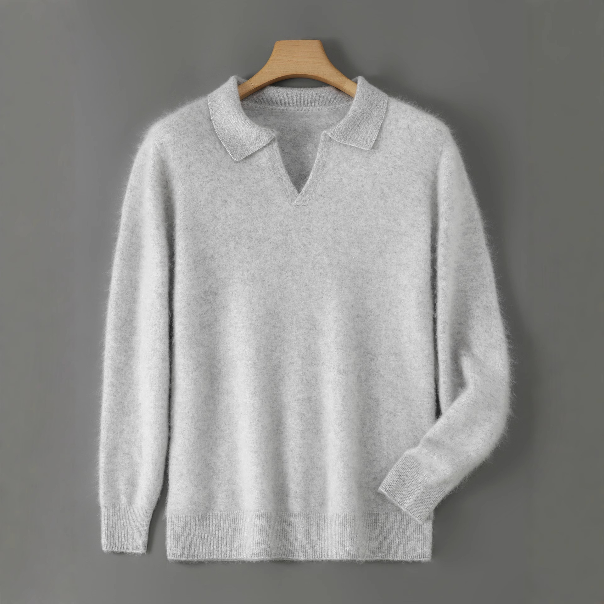 First-Line Ready-To-Wear 100% Pure Wool Sweater Men's Lapel Knitted Sweater Business Casual Pullover Warm Base Top