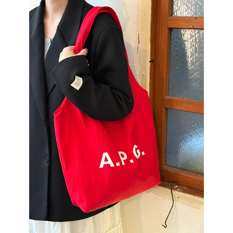 韓国ニッチデザインレタープリントキャンバスバッグレディース新作大容量毎日通勤ショルダートートバッグ|undefined