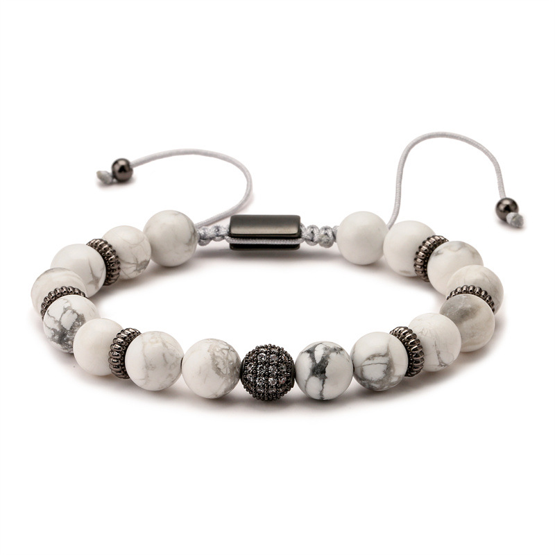 Amazon Venta caliente de piedra natural ágata pulsera tejida a mano de piedra natural pareja pulsera de cuentas