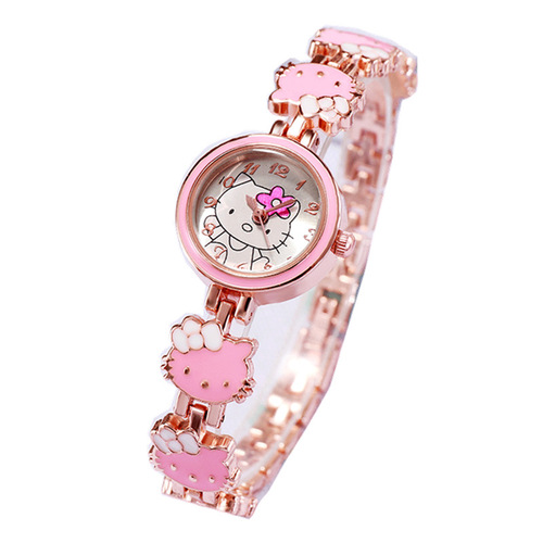 New KT Cat Watch Women's Fashionable and Cute Children's Bracelet Steel Band Watch Women's Student Electronic Quartz Watch