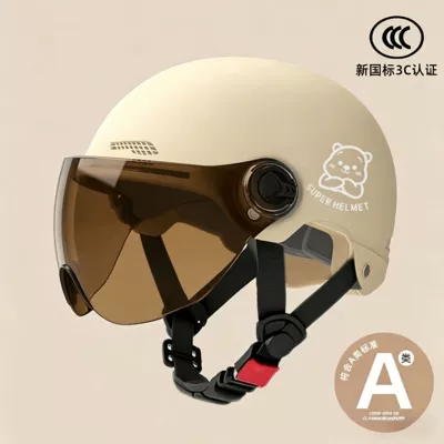 New national standard 3C certified Motosiklet kaskı (dəbilqə) - 02-khaki-silver-bear-brown-short-glasses