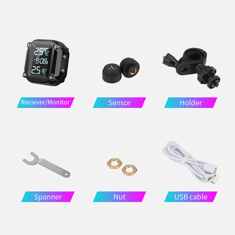 Motorcycle Tire Pressure Monitor 2 Wheel Electric Vehicle Tire Pressure Monitoring Wireless Digital Display External Tire Sensor