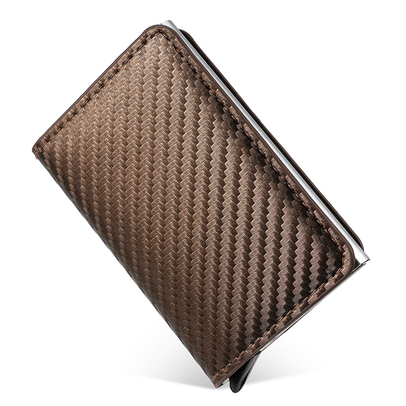 2024 Neue Diebstahlschutzbürste Aluminiumbox Kartentasche Kohlefasermuster Kreditkartenbox Automatisch aufspringende Kartentasche Brieftasche mit mehreren Kartenpositionen_voghion.com