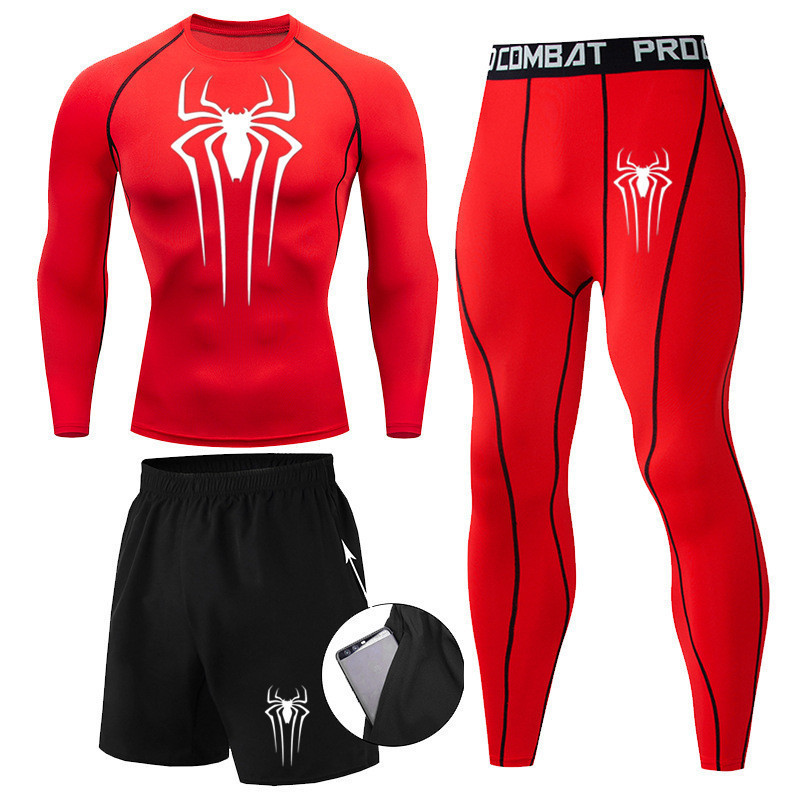 Men's Quick Drying Three Piece Sports Set For Running Training_voghion.com