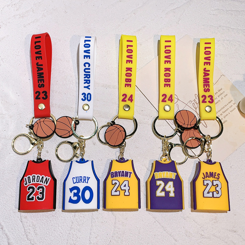 Kobe James Silicone Jersey Keychain Personalized Doll Backpack Pendant Keychain Basketball Pendant