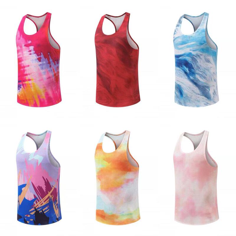 Quick-Drying Breathable Mesh Running Vest for Men and Women, Marathon Training Sports Sleeveless Ice Silk Lightweight Model D2655 Men's
