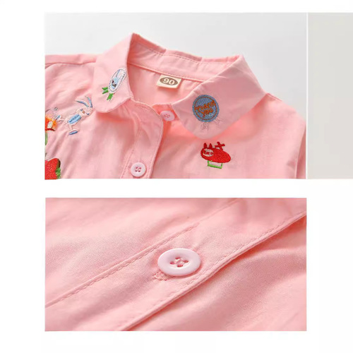 Girls' Shirt 2024 Spring and Autumn Style Trendy Children's Clothing Kids White Collared Shirt Autumn Long Sleeve Girl Baby Top Korean Style