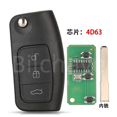 Applicable to Ford Focus New Fiesta Mondeo Victory Car Key Remote Control 4D63 Chip 315/433 (Car Keys) - 433mhz-with-4d63-chip-internal-milling-key-remote-control-4d63