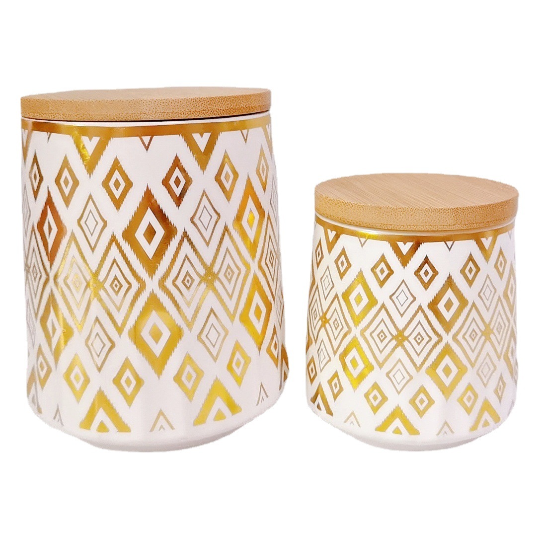 Exportación transfronteriza TAPA DE MADERA dedo tanque de sellado de cerámica mate Varios grano tanque de almacenamiento cafetera tetera