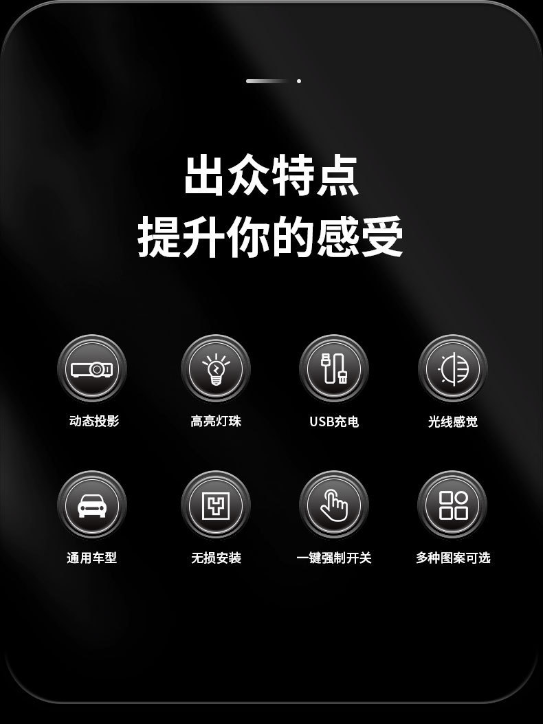 Children's bicycle electric projection lamp dynamic atmosphere lamp night riding motorcycle skateboard balance bike cartoon warning light