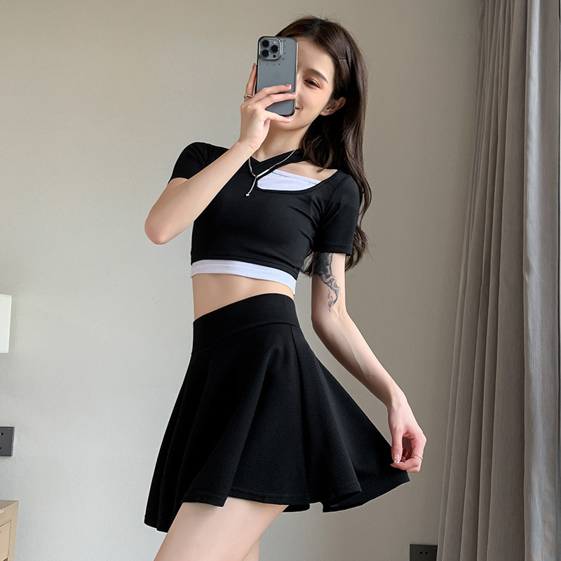 Summer High-Waisted Bubble Skirt for Women 2026 with Lining Safety Shorts, Wide Hem Sun Skirt, Half Skirt, Pleated Skirt