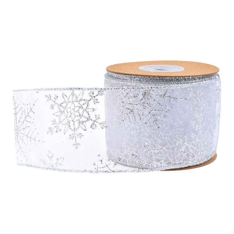 Amazon nueva decoración transfronteriza de Navidad hilada de nieve transparente pulverización de copos de nieve cinta de Navidad más alambre de 10 yardas