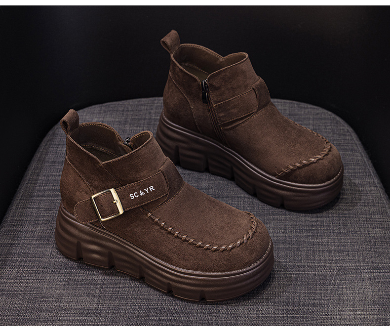 Giày boot nữ cổ cao đế dày tăng chiều cao phong cách Anh quốc cổ điển — M2961 màu đen, Lạc đà M2961, M2961 màu nâu, M2961 màu vàng chi tiết 29