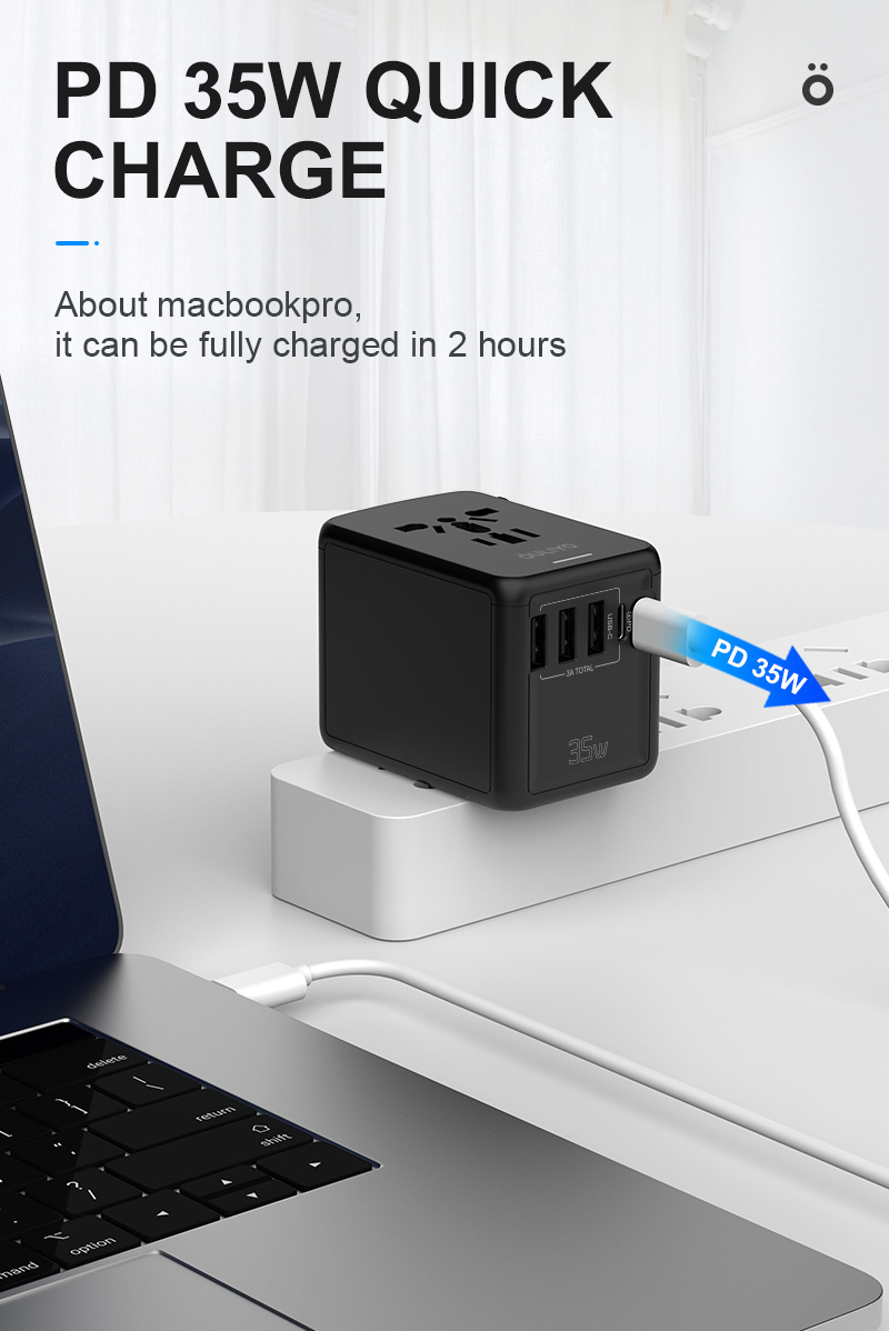 Adaptor de calatorie universal, WALALLA, incarcare rapida PD 35W, 3 porturi USB-A, 2 porturi USB-C, Negru Glossy 2 adaptor de calatorie (2).jpg