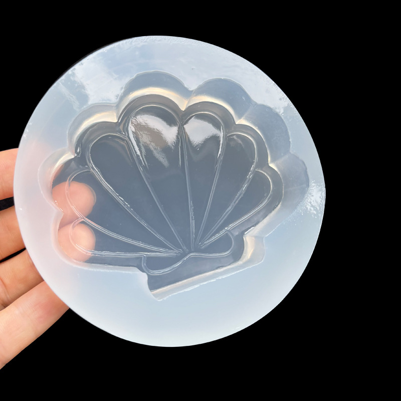 Nuevo espejo geométrico Shell molde de silicona DIY epoxi decoración mesa arcilla cerámica suave epoxi molde