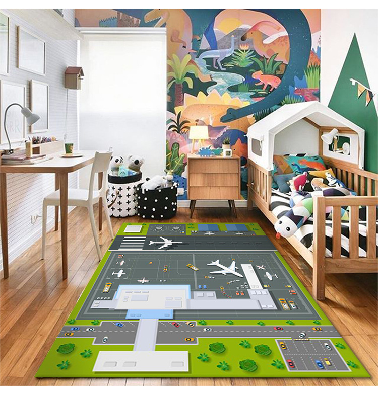Cross-Border Living Room Carpet Early Education Center Reading Area Foot Mat Stain-Resistant Washable Crystal Velvet Carpet Temu Wholesale