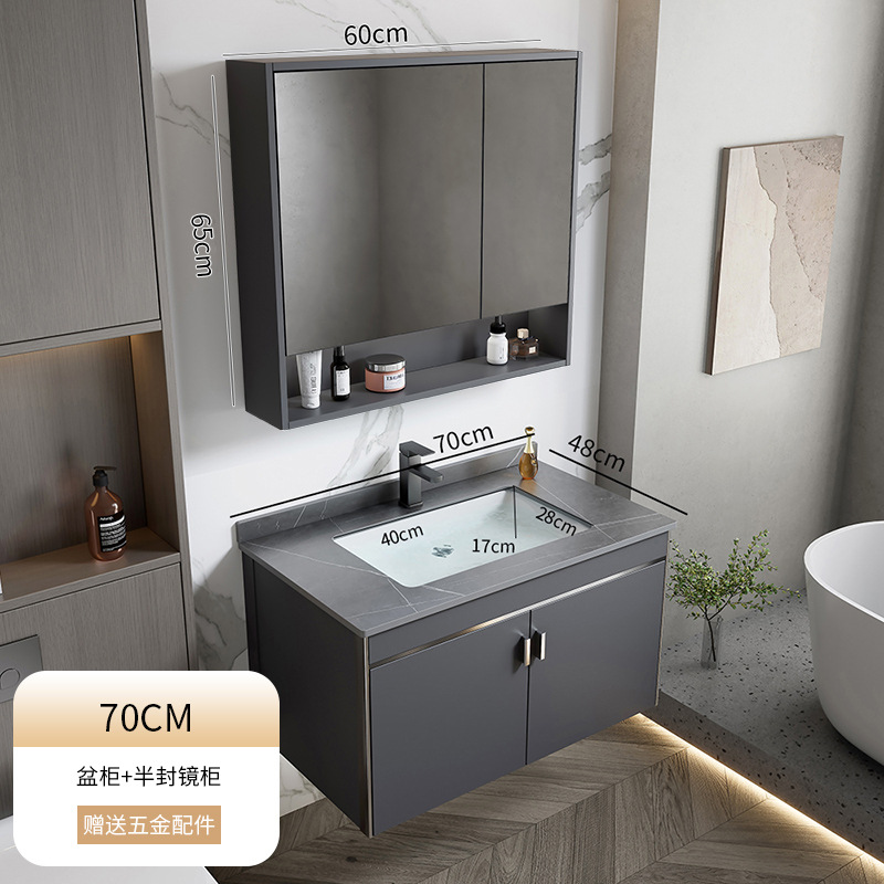 2024 nuevo espacio engrosado aluminio baño gabinete lavabo combinación baño lavabo piscina cerámica integrado