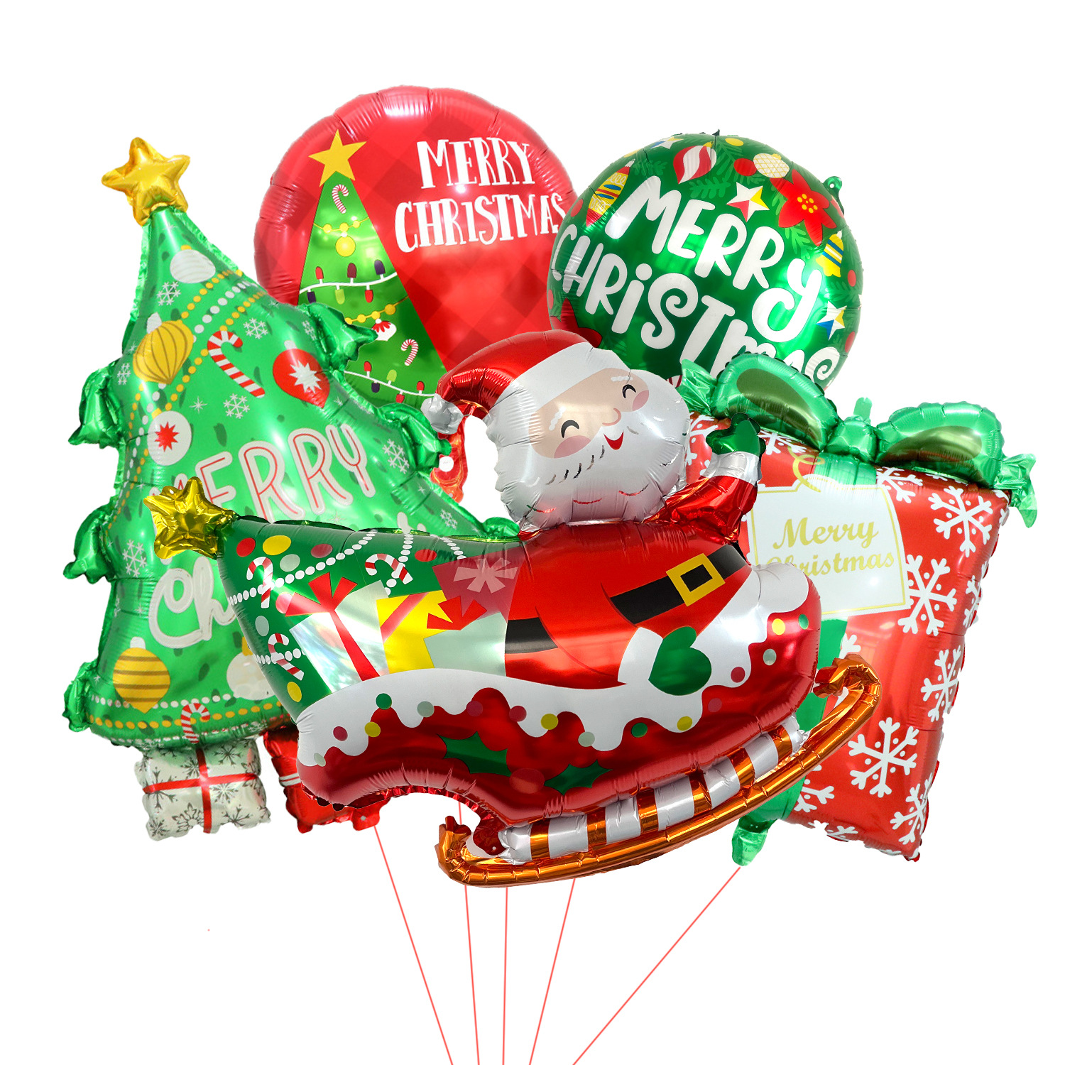 Santa Claus transfronterizo caja de regalo de árbol de Navidad película de aluminio set de globos Navidad Nochebuena decoración de fiesta