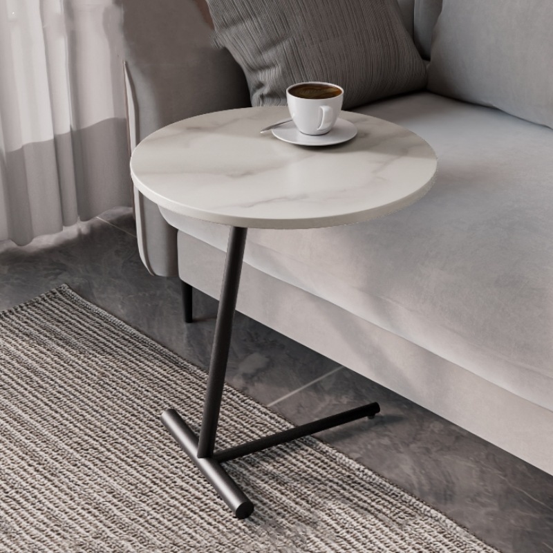 Internet Celebrity Creative Bedroom Sofa Small Round Table Side Table Simple Modern Living Room Household Rock Plate Iron Metal Small Coffee Table