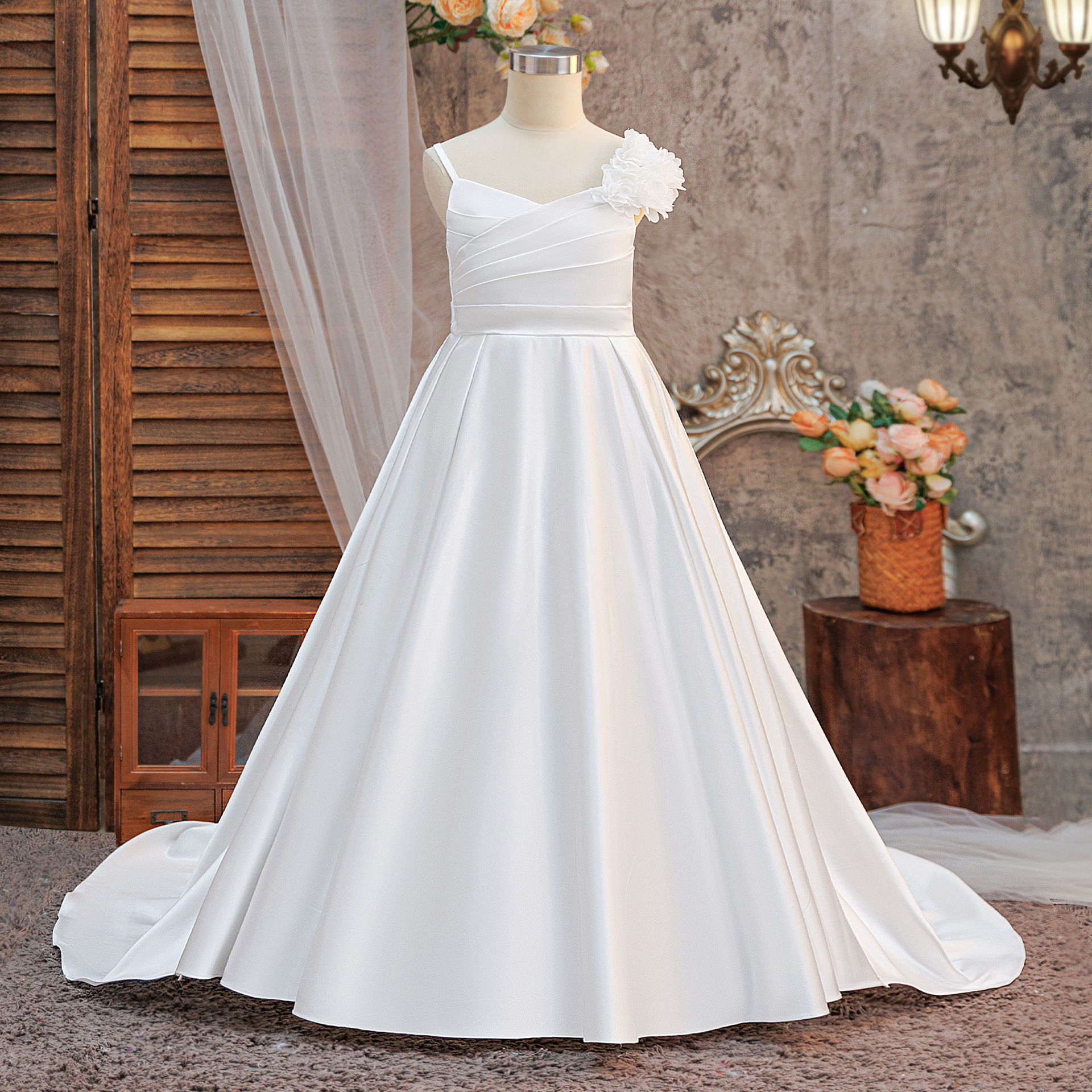 Amazon nuevo vestido de princesa de desfile vestido de banquete de chicas vestido de noche de chicas de banda blanca