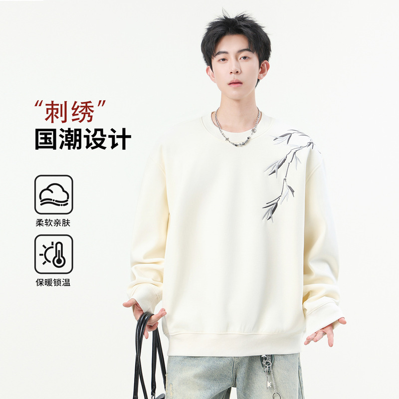 2026 New Spring and Autumn Sweatshirt for Men, New Chinese Style Embroidery, Loose Fit, Drop Shoulder, Long Sleeve Casual Men's Top 2026 New Spring and Autumn Sweatshirt for Men, New Chinese Style Embroidery, Loose Fit, Drop Shoulder, Long Sleeve Casual Men's Top