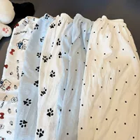 Женские брюки для сна Cloud Cotton KT Cat, свободные широкие брюки на весну и осень, брюки для ленивого отдыха, тонкие летние повседневные домашние брюки для женщин.