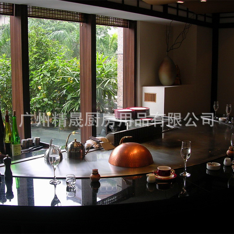 泰龙牌铁板烧、十年行业专注生产铁板烧设备椭圆形铁板烧台