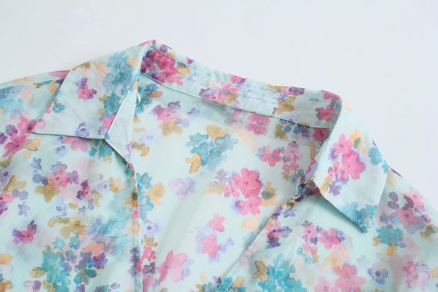 spring flower print chiffon shirt NSAM50450