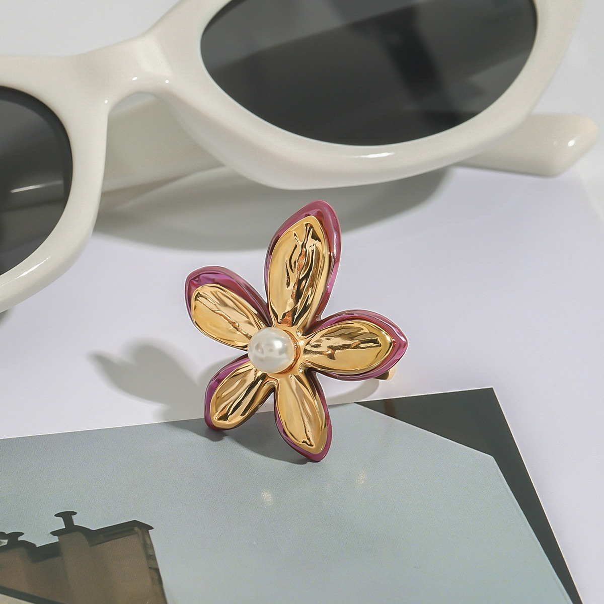 1 Piece Quantity PVD Coated Real Gold Plated Flower 304 Stainless Steel Vintage Style Commute Waterproof Non Tarnish Open Rings