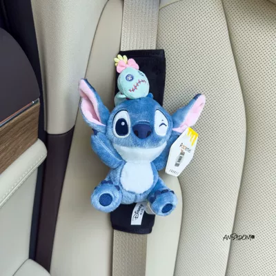 Doll Car Seat Belt | Sürətlər qutusu və əl tormozu başlıqları - shoulder-pads-55-black-plush-genuine-stitch-little-golden-papa