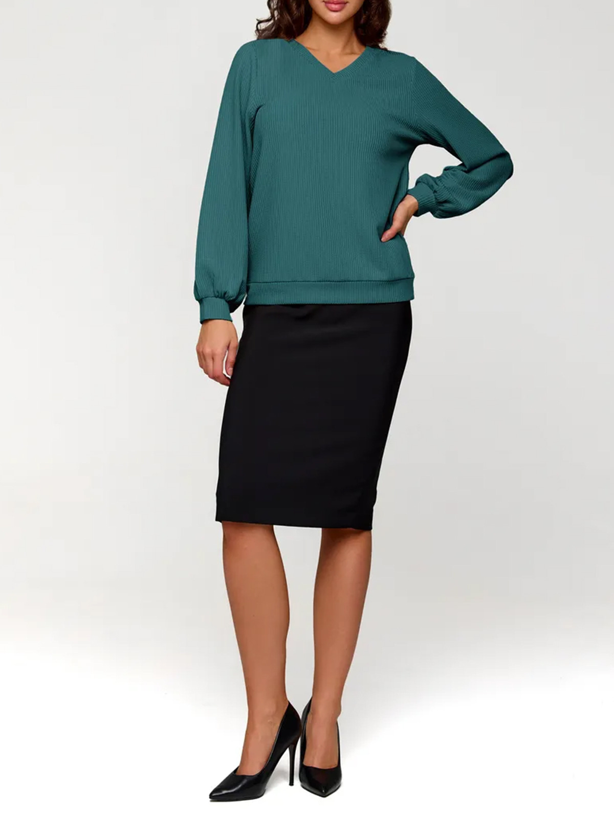 Comercio extranjero ropa de mujer transfronteriza Rusia explosión otoño invierno camisetas de punto de color sólido al por mayor fabricantes de camisetas de punto suéter de cuello en V mujeres