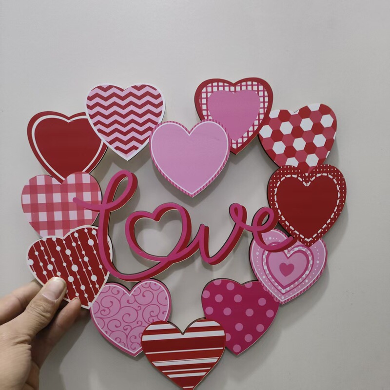 2026 New Valentine's Day Welcome Sign Wooden Valentine's Day Front Door Hanging Outdoor Farmhouse Porch Decoration Hanging Ornament