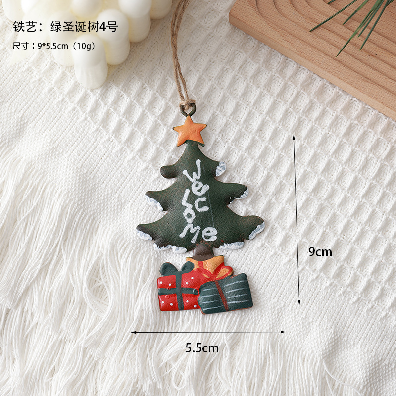 Navidad nórdica calcetines colgantes de hierro forjado hombre de nieve viejo colgantes de hierro forjado casa bolsa de regalo decoración del árbol de Navidad colgantes