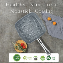 跨境方形铝制复底花岗岩不粘涂层平底牛排煎锅家用