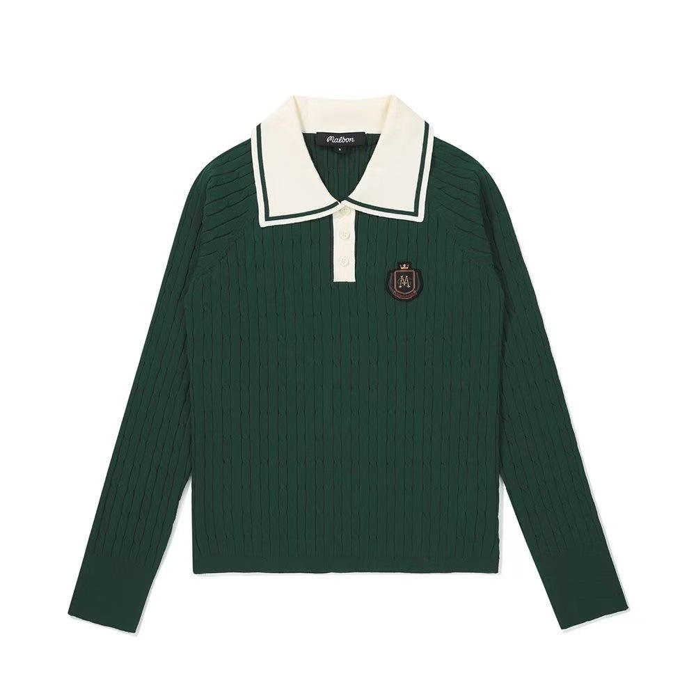 2025 New Autumn and Winter Korean Malbon Golf Clothing Women's Slim Sports Fashion Versatile Slimming Look Knitwear