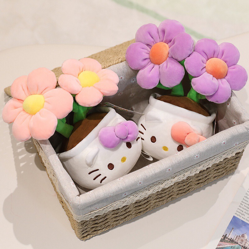 正規版ハローキティ盆栽サンリオkt猫ハローキティ花置物ぬいぐるみぬいぐるみ抱き枕|undefined