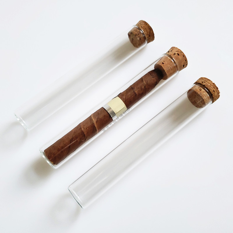 玻璃平底试管 20x120mm可定22直径 烟卷雪茄收纳保湿用木塞样品管