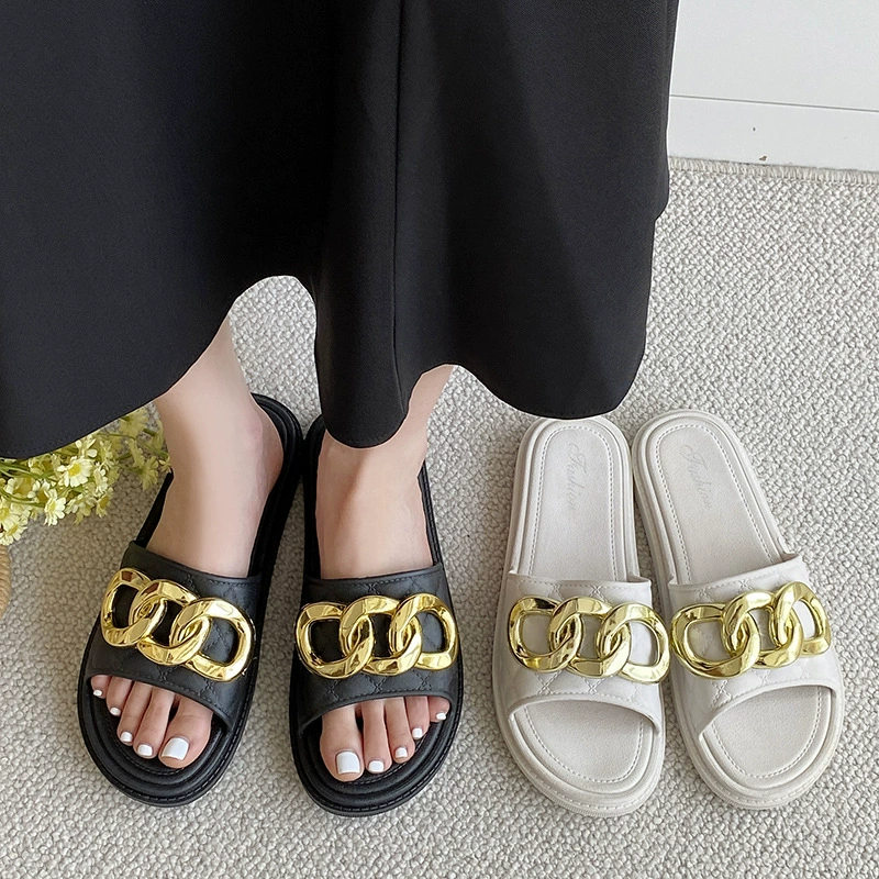 Популярные в Интернете модные сандалии, летние Нескользящие повседневные шлепанцы на толстой подошве, Универсальная мягкая подошва, Пляжная женская обувь