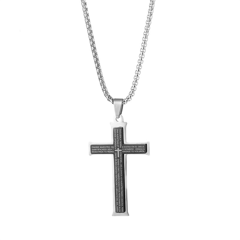 Fashion Cross Stainless Steel Titanium Steel Plating Pendant Necklace 1 Piece
