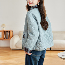 中年妈妈轻薄棉服外套2025新款宽松大码中老年女装拼接秋冬款棉衣