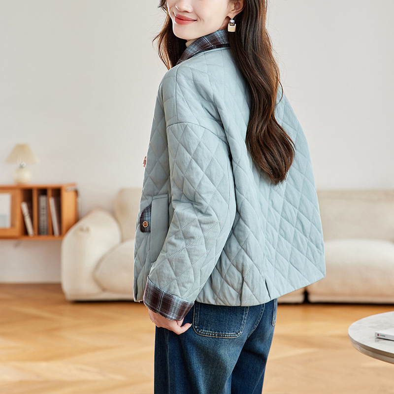 中年妈妈轻薄棉服外套2025新款宽松大码中老年女装拼接秋冬款棉衣|undefined