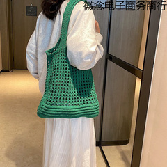 大容量の織りバッグ、多用途のワンショルダー夏レトロニッチスタイルのシンプルなニットバッグ
