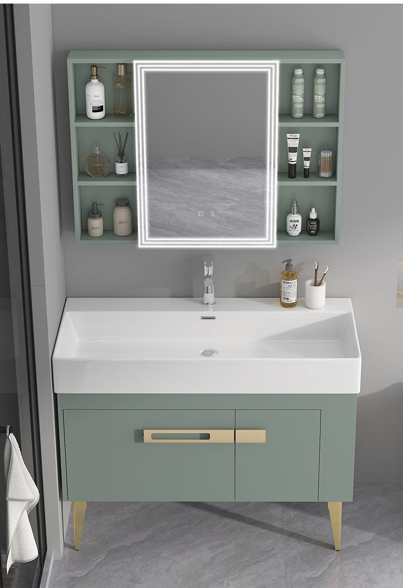 Light luxury bathroom cabinet set with washbasin, modern floor-standing washbasin with side cabinet, smart bathroom cabinet new style, simple and elegant undefined