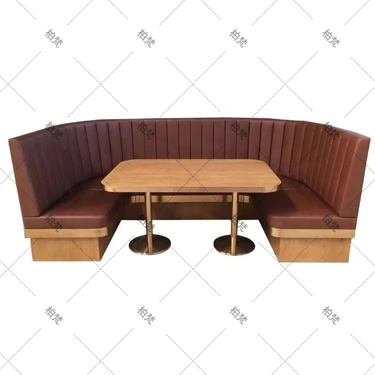 Almacenamiento sofá de madera sólida sofá curva de forma especial contra la pared cafetería cadena de tiendas restaurante comercial exclusivo transfronterizo